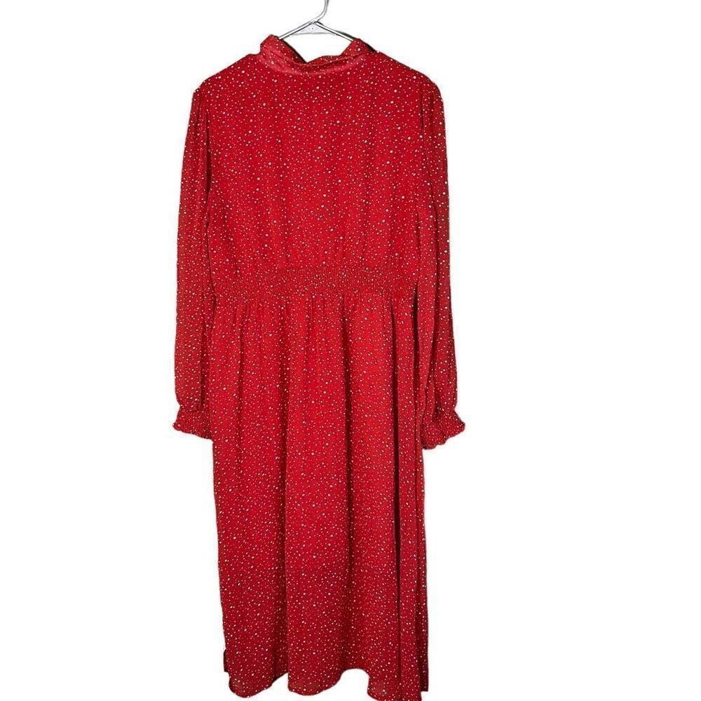 Suzanne Betro Red and Ivory Polka Dot Button Front Dress XL - Picture 7 of 12
